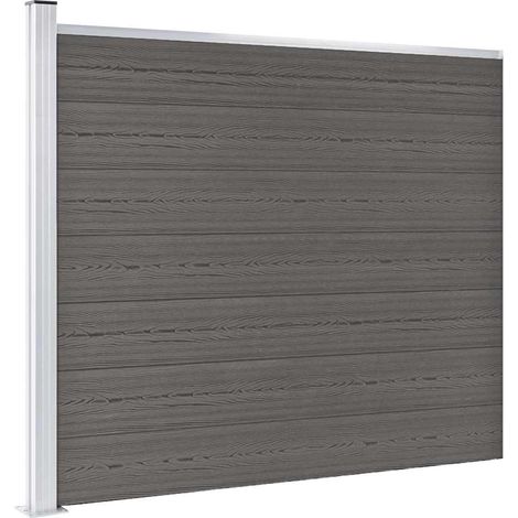 Panneau de clôture-Panneau de clôture Grillage de jardin WPC 175x146 cm Gris (1/5)