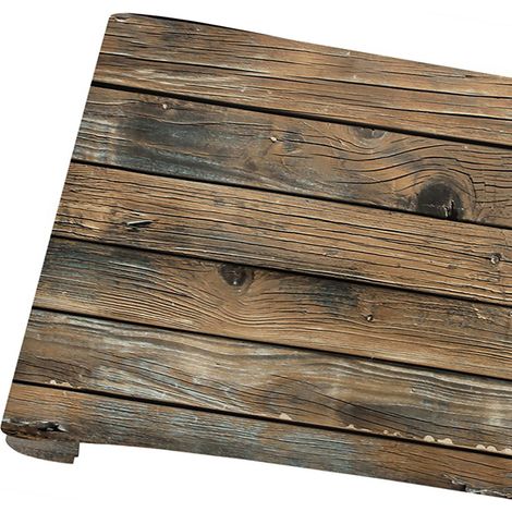 Papier peint adhésif décoratif effet bois vintage pour café et maison. (1/5)