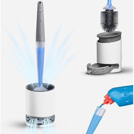 Brosse WC en silicone (sans nettoyant pour cuvette) - Brosse WC en silicone avec support mural