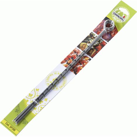 Ompagrill 5 brochettes de barbecue en acier molete' 39 cm broche de gril pour griller (1/2)