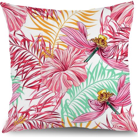 Housse de coussin fleurs jardin, décoration canapé extérieur,50×50cm (1/5)