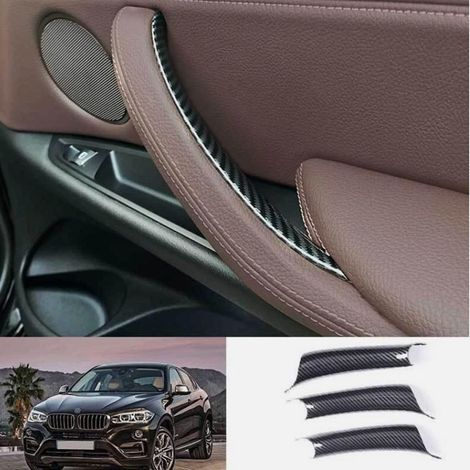 3-piece inner armrest cover set (carbon fiber) suitable for BMW F15 X5 14-18 and F16 X6 14-19 models. (1/4)