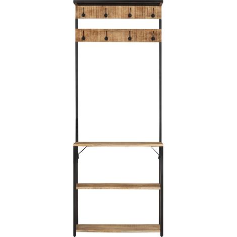 Porte-manteau et rangement des chaussures bois de manguier fer