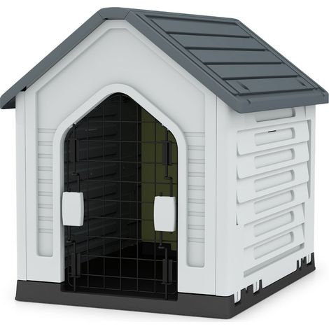 Cuccia per animali domestici 66,5 x 52 x 60 cm rifugio sicuro con porta chiudibile a chiave stile moderno in grigio PP 200012918
