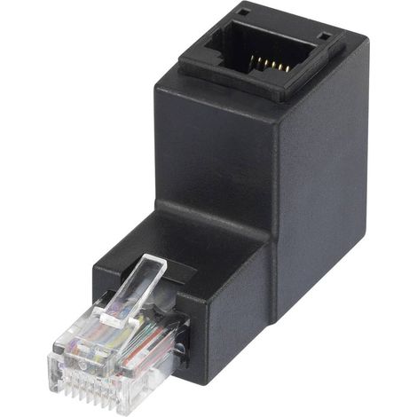 Adaptateur RJ45 coudé 90° CAT 5e – 1x mâle vers 1x femelle – Longueur 0.00 m – Contacts dorés pour connexion fiable – - CAT 5 E (1/5)