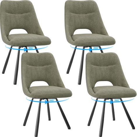 LEWE Lot de 4 Chaises de Salle à Manger, Chaise de Cuisine Pivotante à 360°, Capitonnée Chaise Salon avec Pieds en Métal, Marron Gris