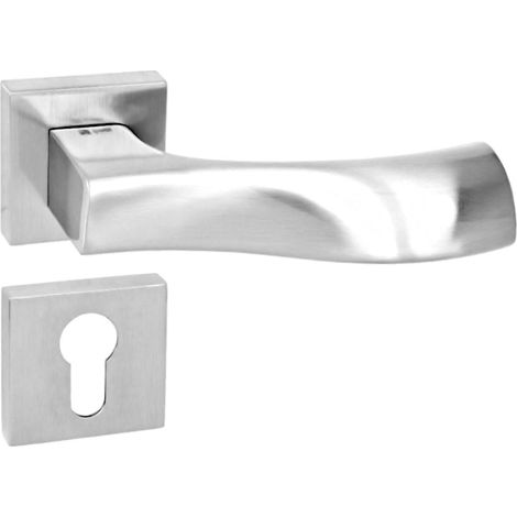 DOMINO Poignée de porte LIVA QR M6 PZ Poignée avec plaque PZ pour cylindre profilé Chromé brillant (1/5)