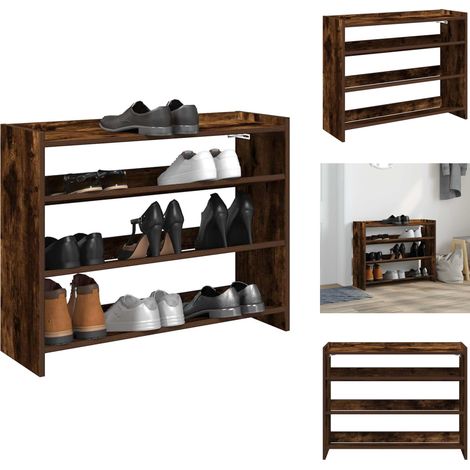 Étagère à chaussures chêne fumé 80x25x62 cm bois d'ingénierie - Étagère À Chaussures - Étagères À Chaussures - Rangement De Chaussures - Armoire À Chaussures (1/5)