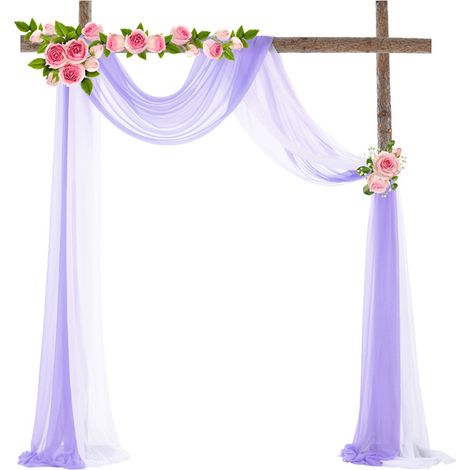 [Dekorativer Hintergrundvorhang] [Ferienhaus] [Elegance-Serie] [Transparent & Luxuriös] 3 Beauty Fibre Hintergrundvorhangpaneele, 70x550 cm, Weiß/Rosa/Champagner, für Hochzeiten & Veranstaltungen. (1/5)