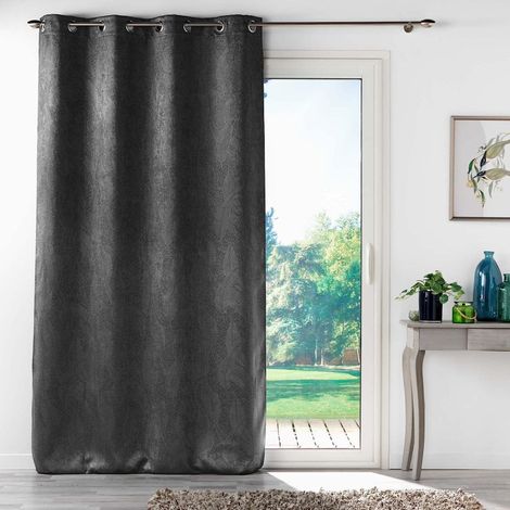 Rideau occultant en velours à 8 oeillets "Melodie" - Anthracite - 135 x 240 cm - Livraison gratuite (1/3)