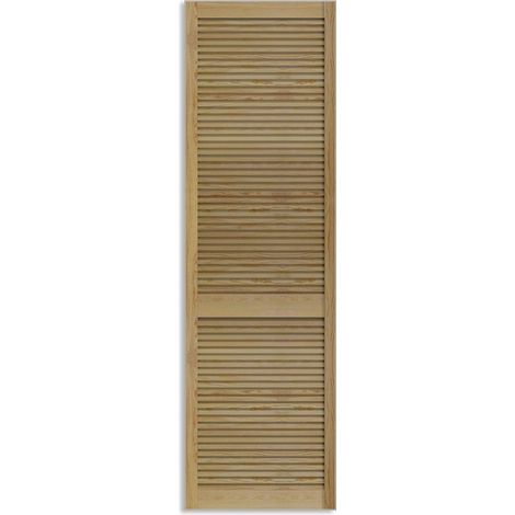 Porte De Placard Persiennée En Pin Naturel 28 Mm 242,2 X 39,4 Cm