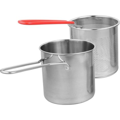 Friteuse inox 304 avec filtre – Pour huile, graisse, saindoux – Résistante – Cuisine (1/4)