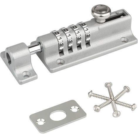 Combination Lock Hasp, Coded Door Lock, Waterproof 4 Digit Combination Lock with Security Fixing Screws for Cabinets, Sheds, Silver (1/5)