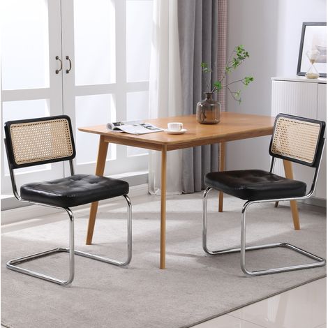 Stuhl Esszimmerstuhl mobil PU Leder Schwarz OKMYHOME (1/5)