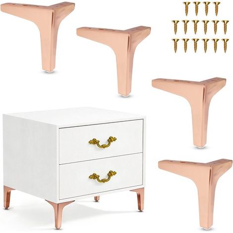 Set di 4 gambe di supporto TV di lusso, gambe per armadi a tre gambe, gambe per mobili, gambe per tavolini da caffè, gambe per tavoli, gambe per divani in metallo, viti incluse, robuste e (1/5)