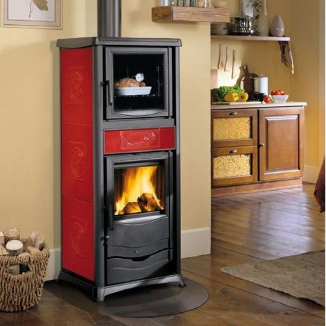 La Nordica – Poêle à bois avec four raccordable 9.4 kW – Évacuation des fumées supérieure – Capacité du four 37 L – Pour bûches jusqu'à 33 cm (1/5)