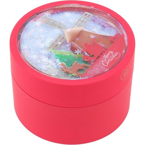 Boîte à bijoux lumineuse LED sur le thème de Noël, avec grand moulin à vent et flocon de neige, ronde, à rabat, pour colliers et bagues. Coffret cadeau. (1/5)