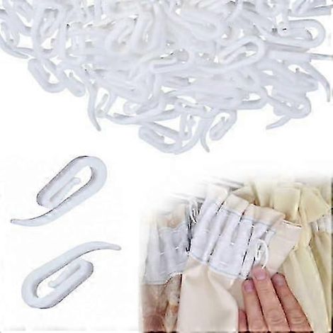 Crochets de rideau (150 pièces), 2,8 x 1,2 cm, pinces à rideaux, crochets pour tringle à rideaux, crochets pour tringle à rideaux coulissante, crochets de rideau en plastique blanc, pince à rideau H (1/5)