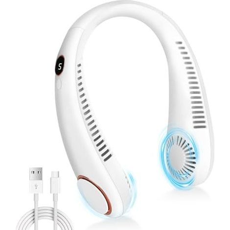 Ventilateur de Cou Portable, Ventilateur de Cou Portable Ventilateur Sans Pale 5 Vitesses, Ventilateur de Cou, Ventilateur Portable pour Bureau, Domicile, Voyage (1/5)
