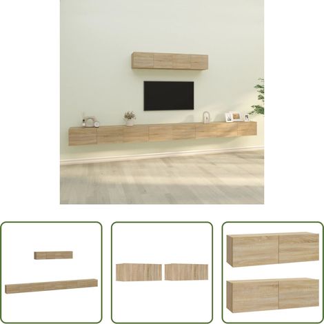 Meuble tv chêne sonoma - Ensemble de meubles TV 6 pcs Chêne sonoma Bois d'ingénierie (1/5)