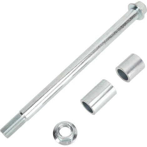 Essieu avant et arrière de 15 mm et 220 mm avec 2 bagues, carter poli, compatible avec les motos tout-terrain Pit PRO Trail 70 cc et 90 cc. (1/5)