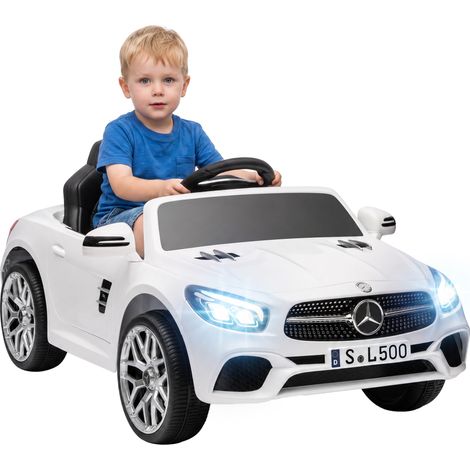 AIYAPLAY coche eléctrico para niños Mercedes-Benz SL500 batería litio 12V mando a distancia 2,4 G 2 motores suspensión arranque suave bluetooth blanco (1/5)