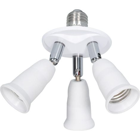 Adaptador para Bombilla 1 E27 Casquillo Gordo a 3 E27 Casquillo Gordo Blanco