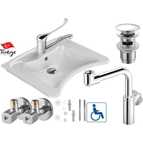 Behindertenwaschbecken-Set mit Ellbogenarmatur CeraStyle 60x50 cm (1/5)