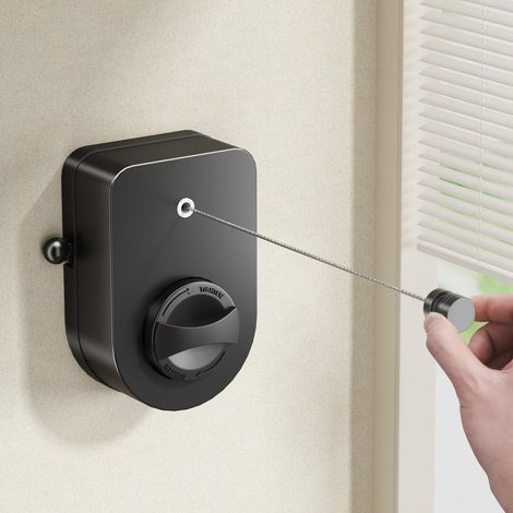 Fil Linge Extérieur Retractable Support Mural, Extensible Corde A Linge Retractable Interieur Etendoir Linge Exterieur Etendoir Mural Exterieur Sechoir avec Tringle Suspendue- 4.2m(Noir) (1/5)