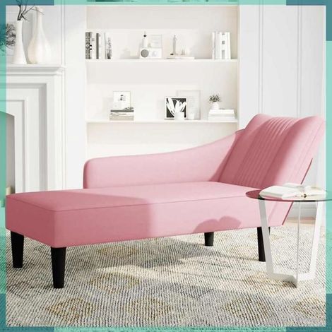 Fauteuil long avec accoudoir droit - 4009795 - Revêtement velours rose - 140 x 56 x 66 cm - 1 place (1/5)