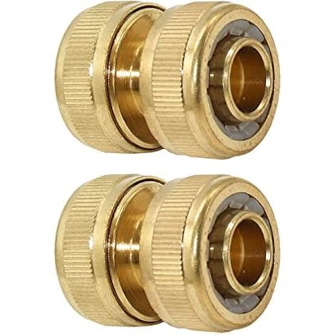 Réparateur de Tuyau d'arrosage 19 mm (3/4 Pouce) en Laiton, Raccord de Tuyau de Descente, Solution Rapide Extension du connecteur, réparation Rapide(2PACK (1/5)