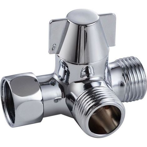 Valve 3 Voies En Laiton Massif, Inverseur à 3 Voies Commutateur Vanne, Vanne DéRivation Douche à 3 Voies, Vanne D\'Adaptateur En T G1 / 2", Pour Douche, Douchette Et Bras De Douche Inverseur (1/5)
