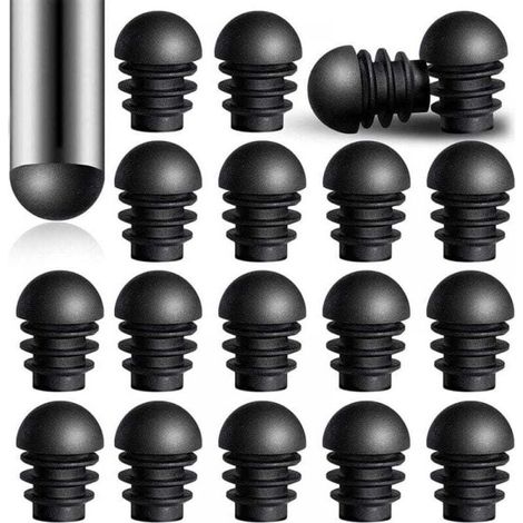 (24 Pièces) Bouchons d'Extrémité Ronds avec Inserts de Tube en Plastique de Diamètre Extérieur de 15.8 mm Tube d'Embouts de Pied de Chaise Protecteurs de Bouchons en Plastique (1/4)