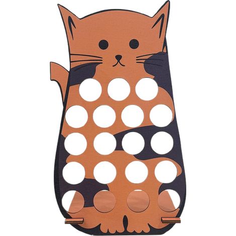 Porte-capsules mural en forme de chat - Support créatif pour dosettes café, rangement déco coin café, artisanat bois et métal (1/5)