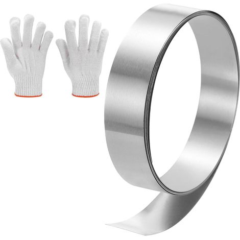 Rouleau En Aluminium 0.8" x 6.56ft Bande Métallique Pour Toiture 0.3mm D'Épaisseur Avec Gants Pour Réparation Maison Étanchéité Fenêtre Porte (1/5)