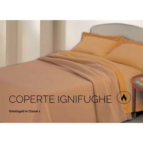 Coperta Ignifuga In Misto Lana, misuraMatrimonialecoloreCammello (1/3)