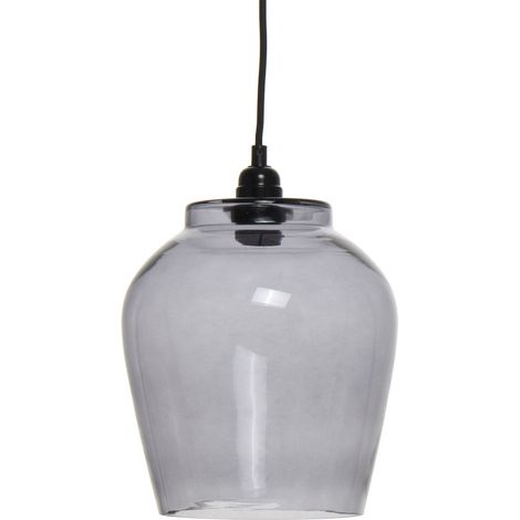 Lampada a sospensione Sofia in vetro grigio fumé (1/4)