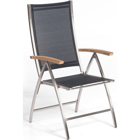 Sonnenpartner Paragon Klappsessel Klappstuhl Edelstahl/Textilen schwarz wetterfest