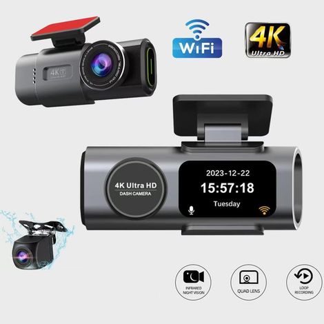 Dashcam Voiture 4K+1080P, Dash Cam avec écran IPS 1.47'', WiFi & GPS & App, Camera Voiture Grand Angle 170°, Vision Nocturne, WDR, G-Capteur, 24H Mode Stationnement, Enregistrement en Boucle (1/5)