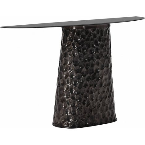 Console sculpturale en métal et verre - nickel et noir (1/5)