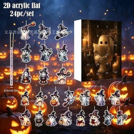 Calendrier de l'Avent Père Noël en verre de mer 2026 – Compte à rebours de Noël du Petit Père Noël Halloween 8 (1/5)