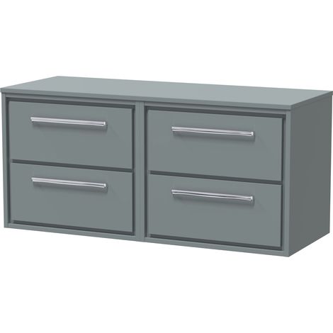 Balterley Longnor 1200mm Framed Design Wall Hung 4 Drawer Vanity with Worktop - Coastal Grey