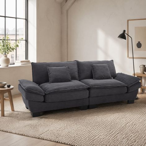 Sofá 2 plazas ultraprofundo de terciopelo 224 cm OKMYHOME (1/5)
