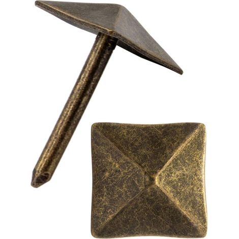 Pack of 40 decorative nails in aged bronze brass, 12 x 12 mm