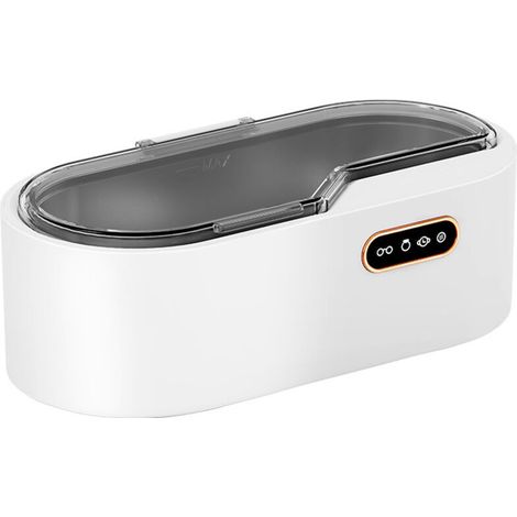 Ultraschall-Brillenreiniger, automatischer Reiniger, 450 ml, Haushalts-Schmuckreiniger für Silber, Gold und Diamanten, Innentank aus Edelstahl (Farbe: weiß)