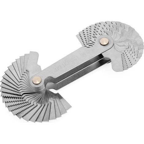 Gewindelehre aus Edelstahl mit metrischem Gewinde, Messwerkzeug, Whitworth-55°-Gewinde und metrisches 60°-Gewinde (1/4)