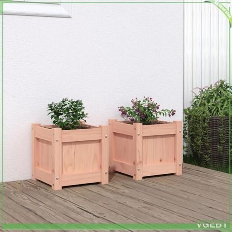 Jardinière - FAFEICY - 837401 - Bois de douglas massif - 31x31x31 cm - Lot de 2 (1/5)