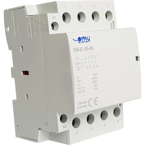 Contacteur modulaire 40 A 230 V 4NO 4Z pour systèmes triphasés sur rail DIN (1/3)