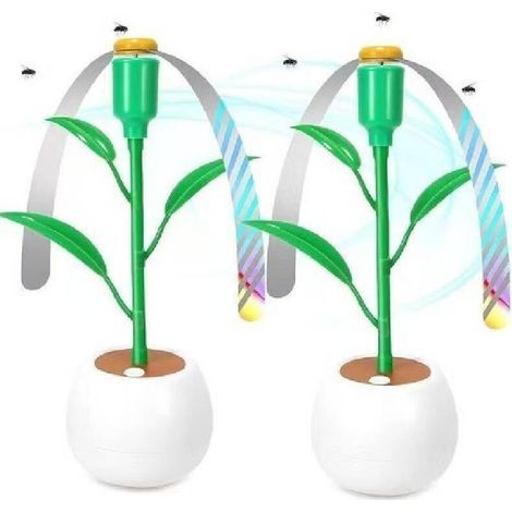 Ventilatore repellente per mosche da tavolo, repellente per mosche da esterno con gancio alla base, repellente per mosche da appendere - Ideale per patii, giardini e campeggio (1/5)