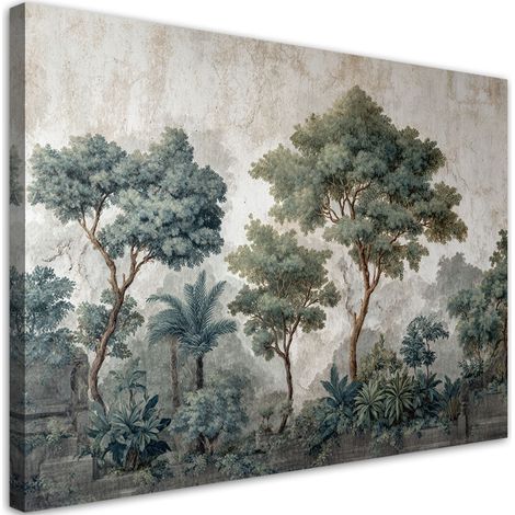 Stampe su Tela, Un pittoresco paesaggio boschivo con alberi che offrono ombra naturale. - 60x40 (1/2)